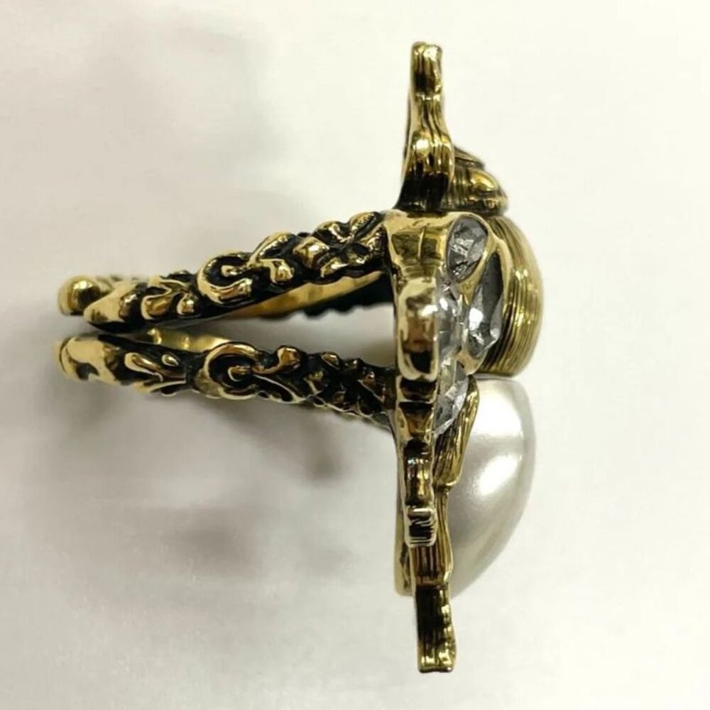 Gucci Bee Ring S GP Rhinestone Faux Pearl - Picture 7 of 14